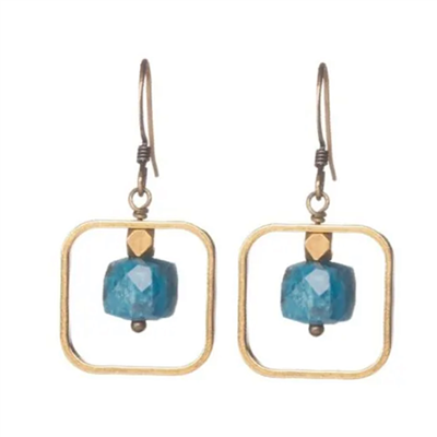 Apatite Cube Square Earrings
