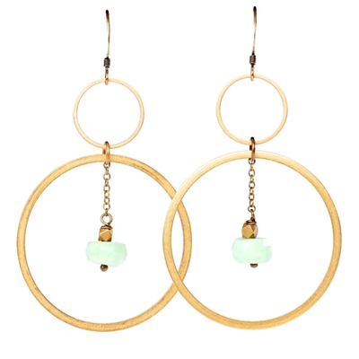 Amazonite Circle & Chain Earrings