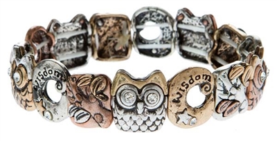 Mini Multi Metal Wise Old Owl Bracelet