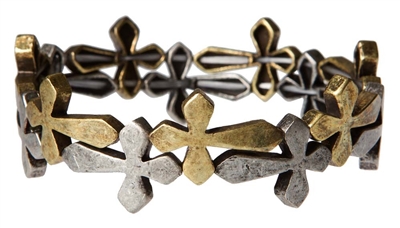 Antiqued Two Tone Cross Bracelet