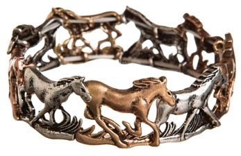Multi Metal Galloping Horses Bracelet