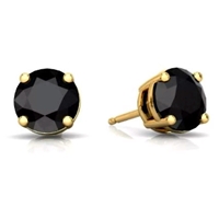 14k Gold Post Earrings- Faceted Black Onyx- 4mm