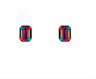 Firefly Post Earrings- Petite Rectangle Shape- Multi Color