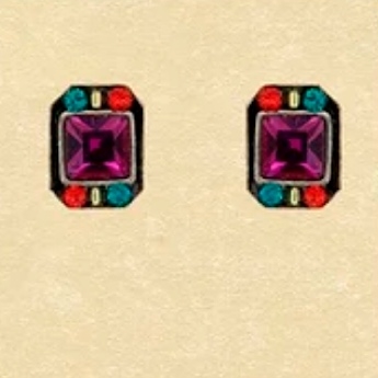 Firefly Post Earrings- Petite Rectangle- Multi Color