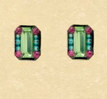 Firefly Post Earrings- Petite Rectangle- Multi Color