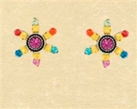 Firefly Post Earrings- Petite Sunflower- Multi Color