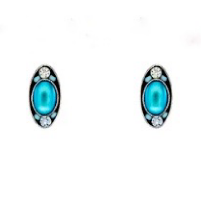 Firefly Post Earrings- Petite Oval Moonlight- Light Blue
