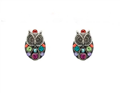 Firefly Post Earrings- Petite Owl- Multi Color