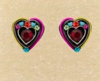Firefly Post Earrings- Petite Heart  Shape- Multi Color