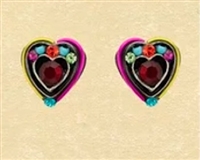 Firefly Post Earrings- Mini Heart- Multi Color