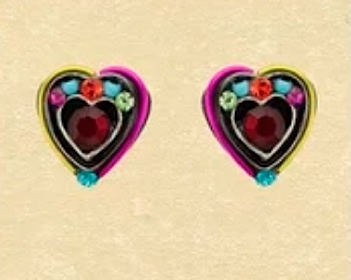 Firefly Post Earrings- Mini Heart- Multi Color