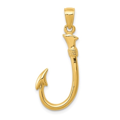 14k Fishing Hook Pendant