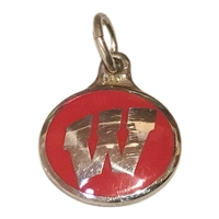 University of Wisconsin- Reversible Red Enamel "Motion W" Charm/Pendant