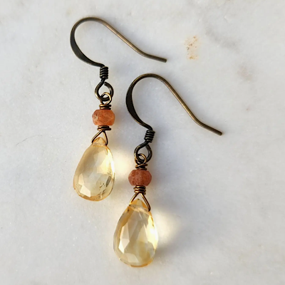 Citrine & Sunstone Drop Earrings