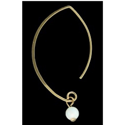 Crescent Moon Whte Opal Bead Earring- Gold Filled