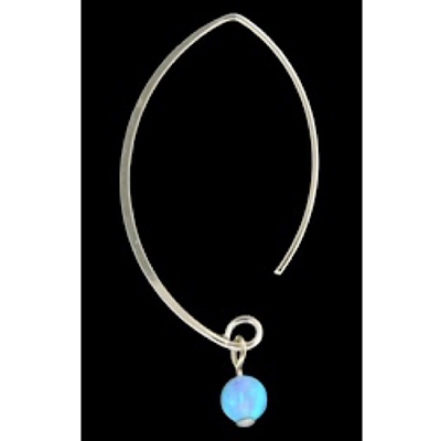 Crescent Moon Blue Opal Bead Earring- Sterling Silver