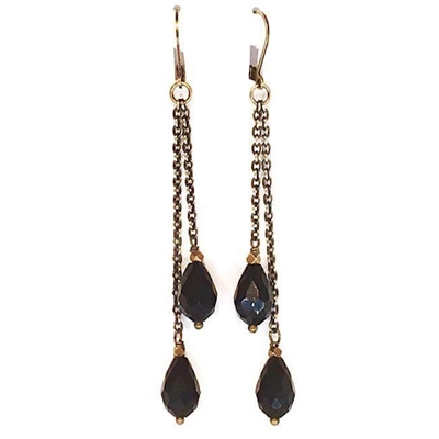 Black Crystal Dangle  Earrings