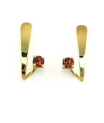 14k Gold Post Earrings- Rhodolite Garnet