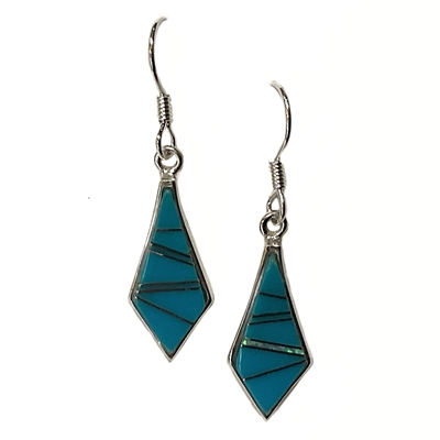 Sterling Silver Inlay Earrings- Turquoise & Opal
