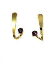 14k Gold Post Earrings- Amethyst