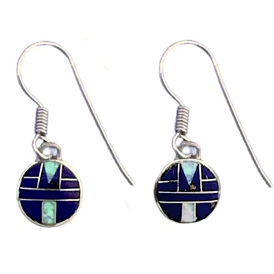 Round Inlay Earrings- Lapis  & Opal