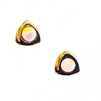 14k Gold Post Earrings -Precious White Opal