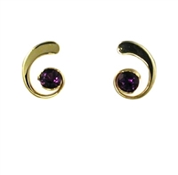 14k Gold Post Earrings- Amethyst