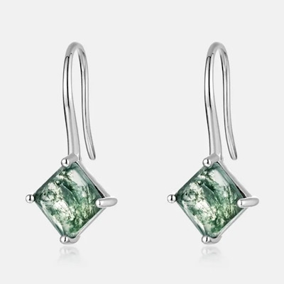 Moss Agate Drop Earring