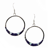 Sterling Silver Lapis Inlay Earrings- Tapered Circle