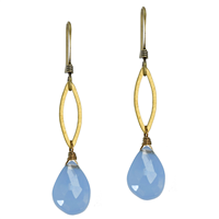 Dainty Marquise Earring- Blue Chalcedony