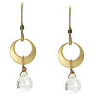 Crescent Circle Earring- Clear Quartz