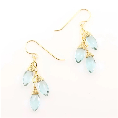 Aquamarine Triple Drop Earrings-Gold Filled