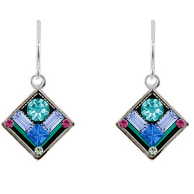 Firefly Earrings- Architectural Diamond- Light Turquoise