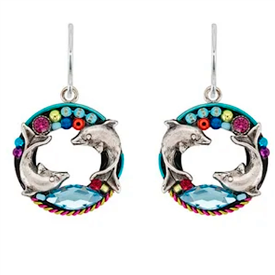 Firefly Dolphin  Hoop Earrings- Multi Color