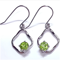 Sterling Silver Drop Earrings- Peridot