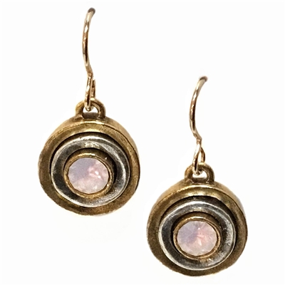 Antique Gold â€œKiddie Rideâ€ Earrings- Rosewater Opal