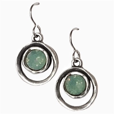 Antique Silver â€œSkeeballâ€ Earrings- Pacific Opal