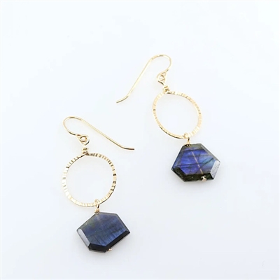 Gold Filled Drop Earrings- Labradorite Slab