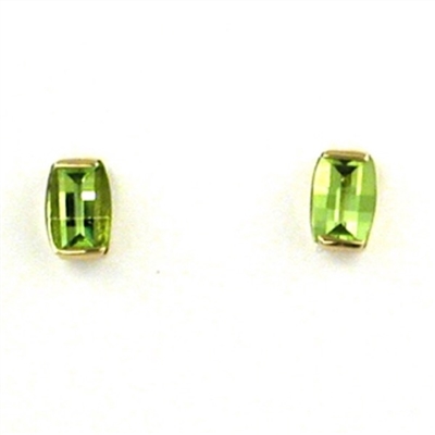 14k Gold Post Earrings- Peridot