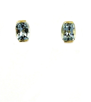 14k Gold Post Earrings-  Aquamarine