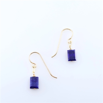 Petite Lapis Drop Earrings- Gold Filled