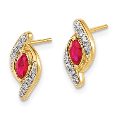 10k Ruby & Diamond Post Earrings