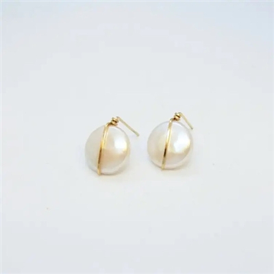 Freshwater Coin Pearl Stud Earrings