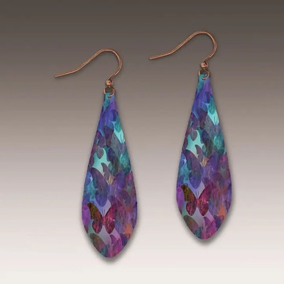 Purple Butterfly Pattern Earrings