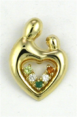 14K Gold Charm-5 Stone Mother & Child