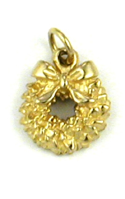 14K Gold Charm-Christmas Wreath