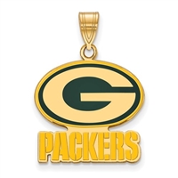 Green Bay Packers Pendant-Large- Gold Plated w/Enamel