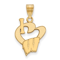 I Heart University of Wisconsin Pendant-Gold Plated