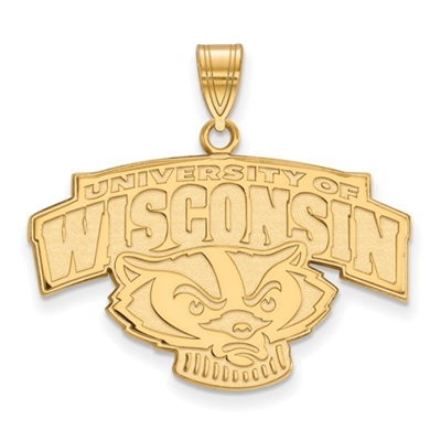 University of Wisconsin-  Bucky Badger Pendant- Large- Gold Plated