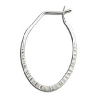 Cross Peened Oval Hoop Earring- Sterling Silver